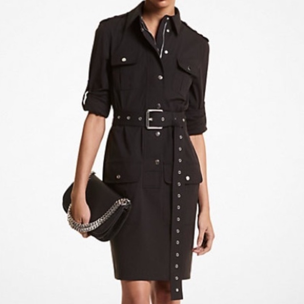 Michael Kors poplin utility shirtdress belted dress